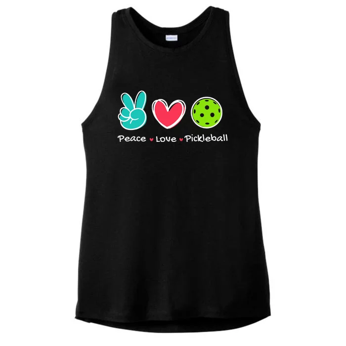 Funny Peace Love Pickleball Court Play Loves Pickleball Ladies Tri-Blend Wicking Tank