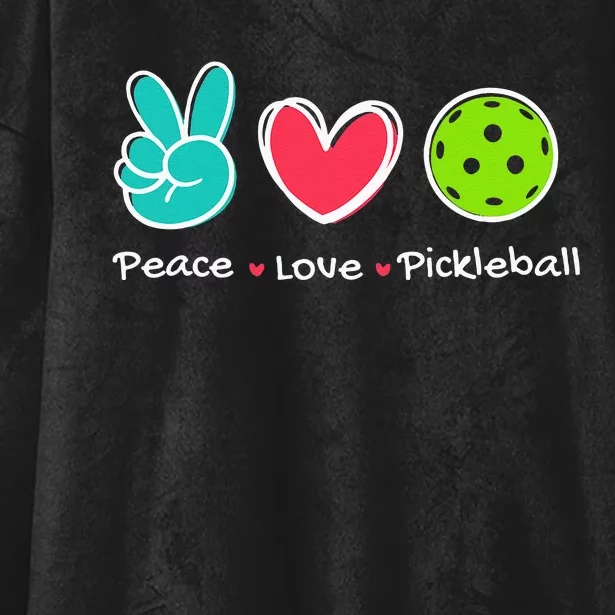 Funny Peace Love Pickleball Court Play Loves Pickleball Hooded Wearable Blanket