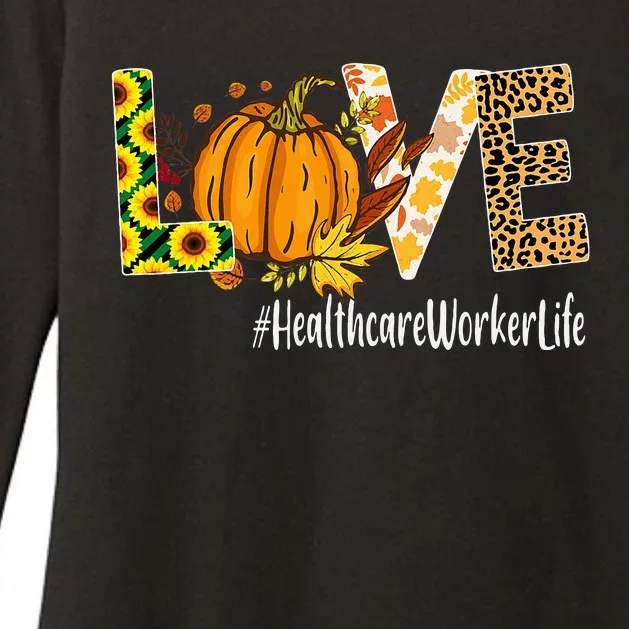 Fall Pumpkin Leopard Print Healthcare Worker Halloween Costume Womens CVC Long Sleeve Shirt