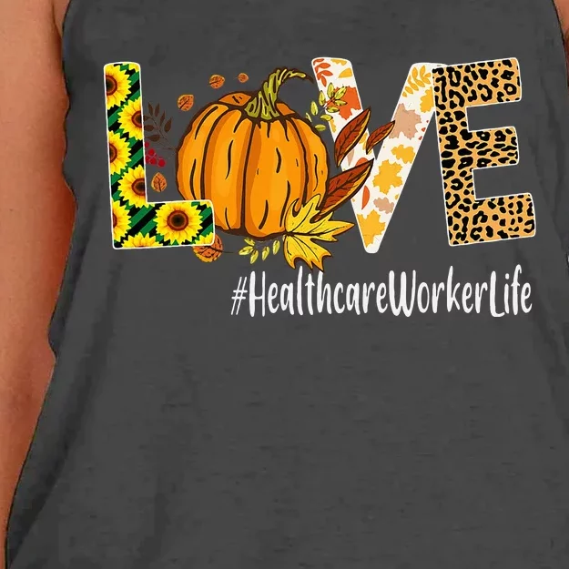 Fall Pumpkin Leopard Print Healthcare Worker Halloween Costume Women's Knotted Racerback Tank