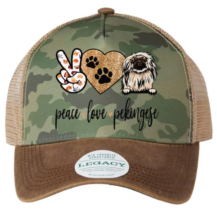 Funny Peace Love Pekingese Dog Lover Legacy Tie Dye Trucker Hat