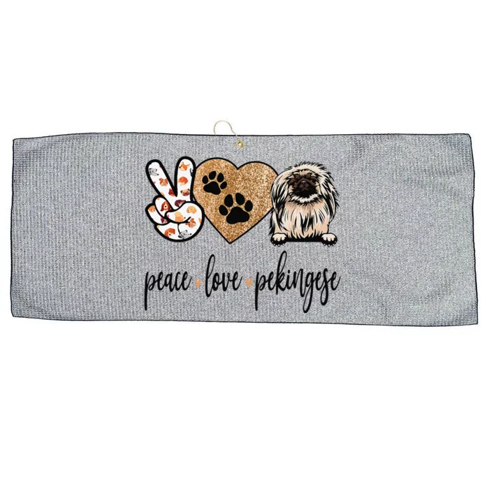 Funny Peace Love Pekingese Dog Lover Large Microfiber Waffle Golf Towel