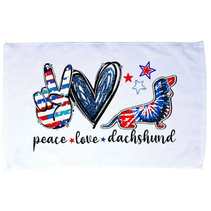 Funny Peace Love Dachshund Tie Dye 4Th Of July Microfiber Hand Towel