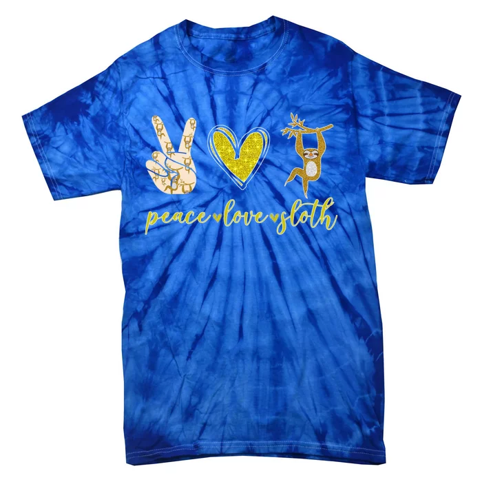 Funny Peace Love Sloth Gift Tie-Dye T-Shirt