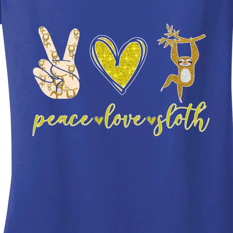 Funny Peace Love Sloth Gift Women's V-Neck T-Shirt