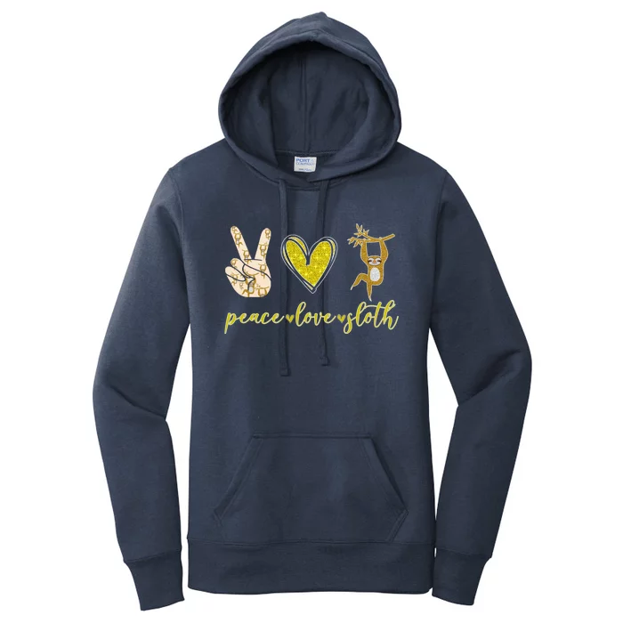 Funny Peace Love Sloth Gift Women's Pullover Hoodie