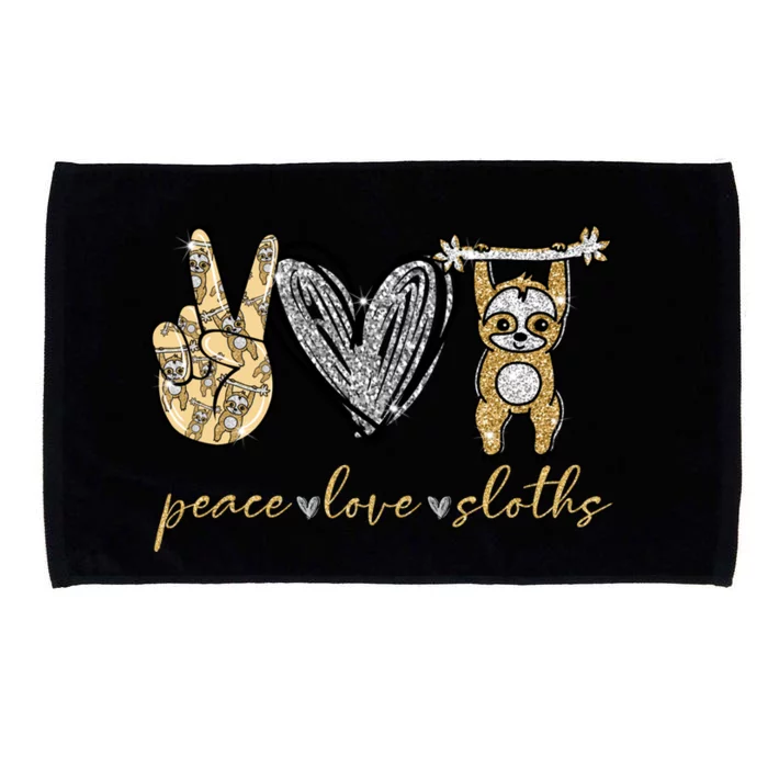 Funny Peace Love Sloth Gift Microfiber Hand Towel