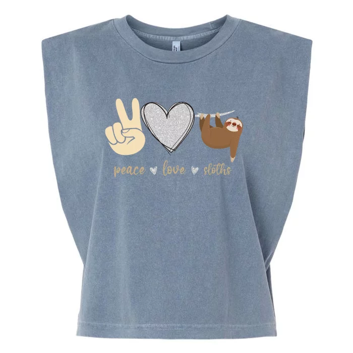 Funny Peace Love Sloths Unisex Gift Gift Garment-Dyed Women's Muscle Tee