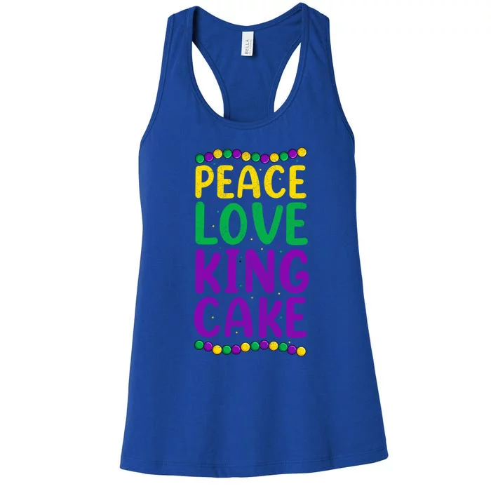 Funny Peace Love King Cake Party Vintage Great Gift Women's Racerback Tank