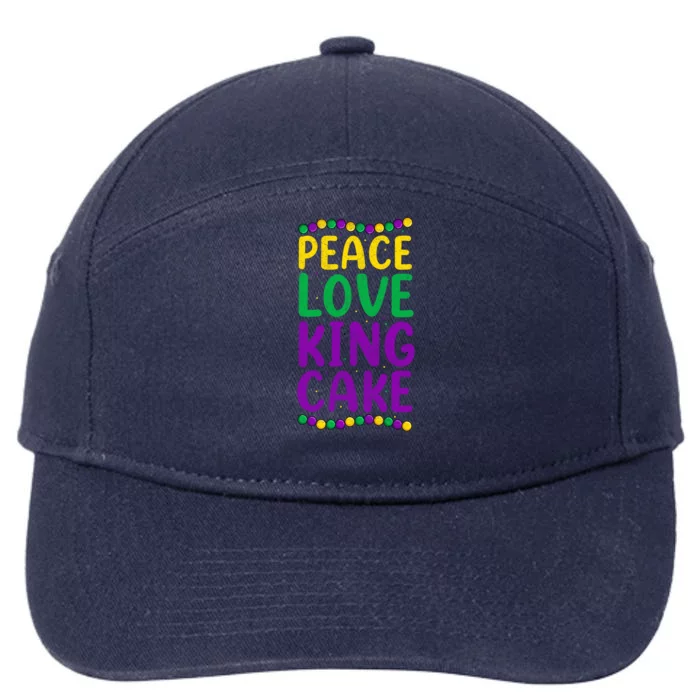 Funny Peace Love King Cake Party Vintage Great Gift 7-Panel Snapback Hat