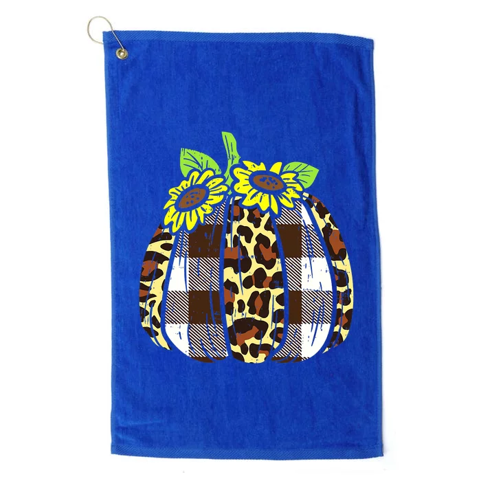 Fall Plaid Leopard Pumpkin Autumn Thanksgiving Blessed Platinum Collection Golf Towel