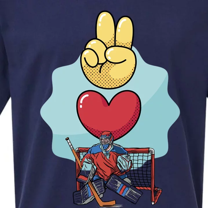 Funny Peace Love Attire And Tees: Peace Love Hockey Gift Sueded Cloud Jersey T-Shirt