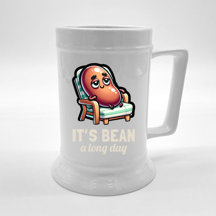 Food Pun Lover ItS Bean A Long Day Funny Graphic Gift Front & Back Beer Stein