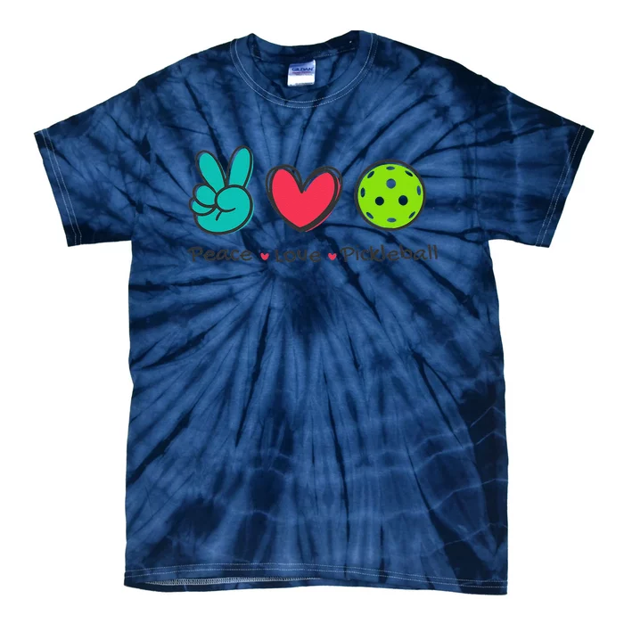 Funny Peace Love Pickleball Court Play Loves Pickleball Tie-Dye T-Shirt