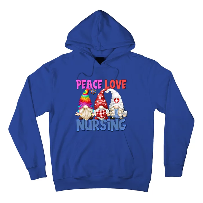 Funny Peace Love Nursing Gnome And Certified Nurse Gift Hoodie