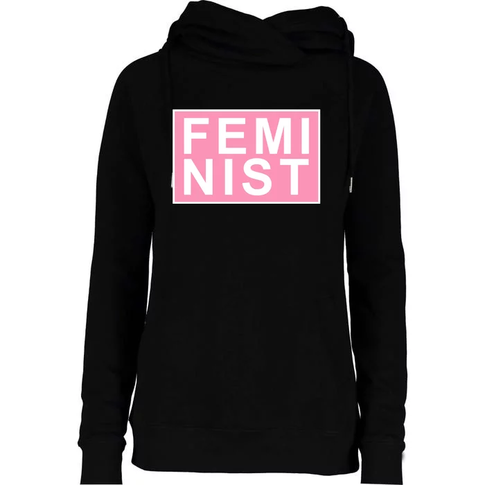 Feminist Pink Logo Womens Funnel Neck Pullover Hood