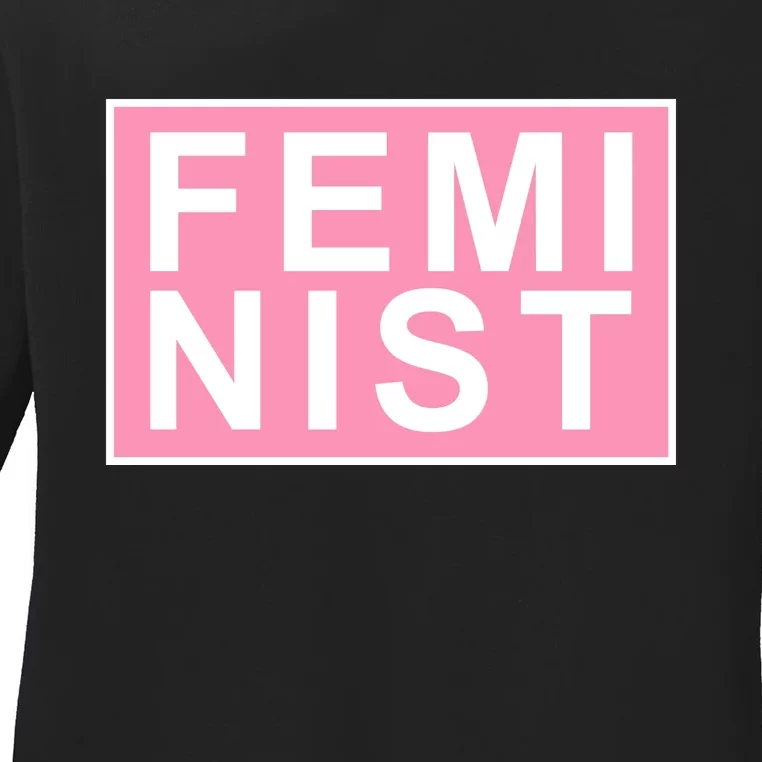 Feminist Pink Logo Ladies Long Sleeve Shirt