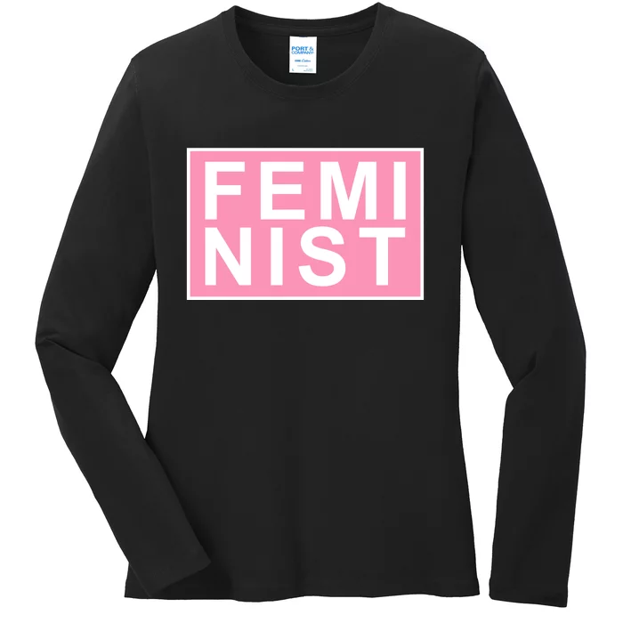 Feminist Pink Logo Ladies Long Sleeve Shirt