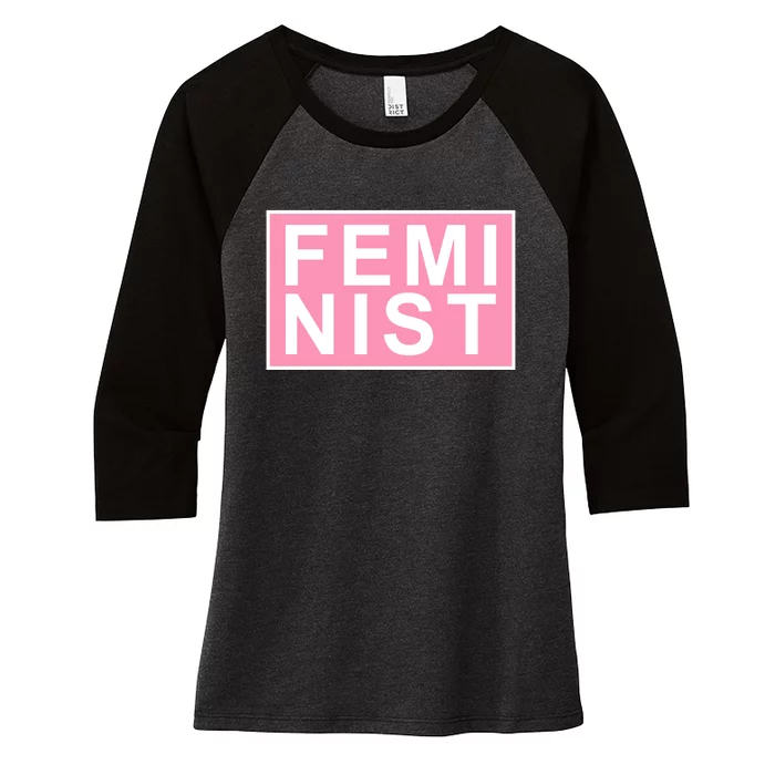 Feminist Pink Logo Women's Tri-Blend 3/4-Sleeve Raglan Shirt