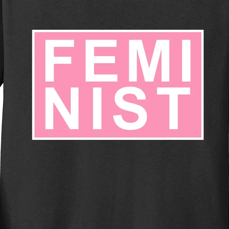 Feminist Pink Logo Kids Long Sleeve Shirt