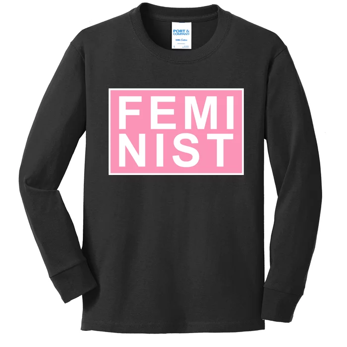 Feminist Pink Logo Kids Long Sleeve Shirt