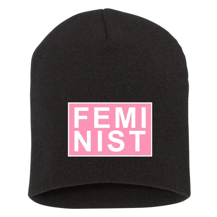 Feminist Pink Logo Short Acrylic Beanie