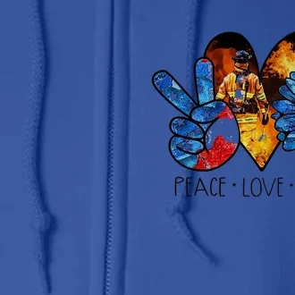 Funny Peace Love America Fire Gift Full Zip Hoodie