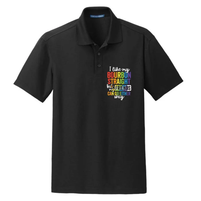 Funny Pride LGBT Ally Gift Bourbon Straight Friends Premium Dry Zone Grid Performance Polo