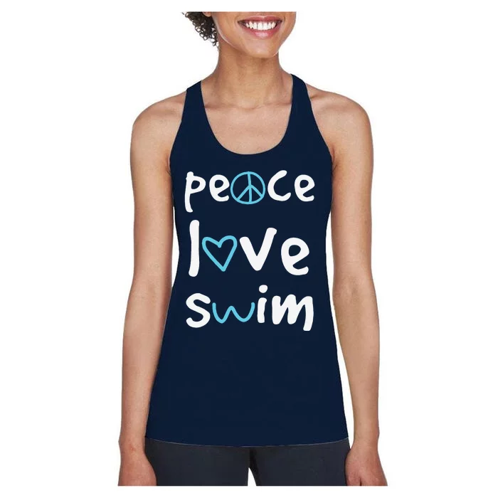 Funny Peace Love Swim Cute Gift Swimmer Gift Love To Swim Women's Racerback Tank