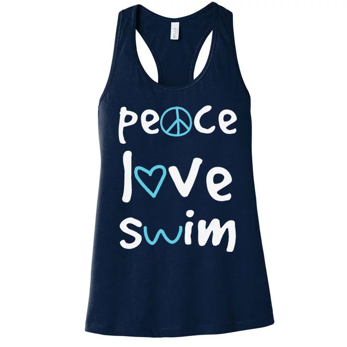 Funny Peace Love Swim Cute Gift Swimmer Gift Love To Swim Women's Racerback Tank