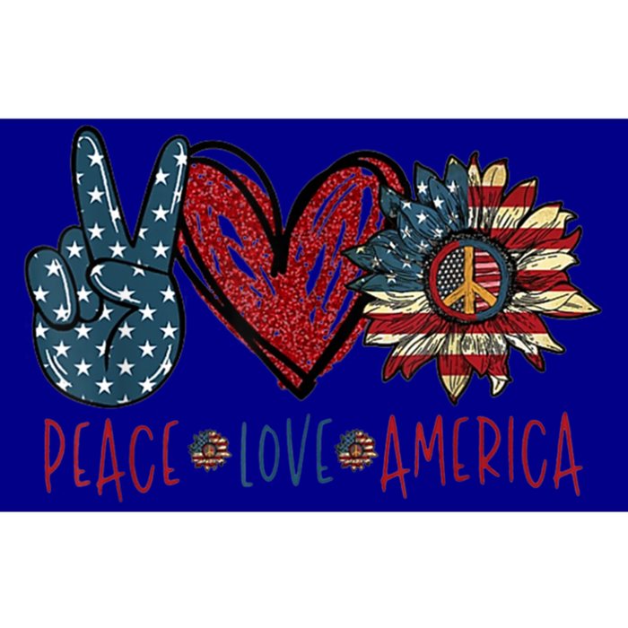 Funny Peace Love America Sunflower Hippie 4th Of July Gift Bumper Sticker