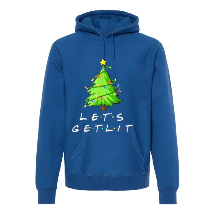 Funny Pajama Let's Get Lit Christmas Tree Light Gift Funny Gift Premium Hoodie