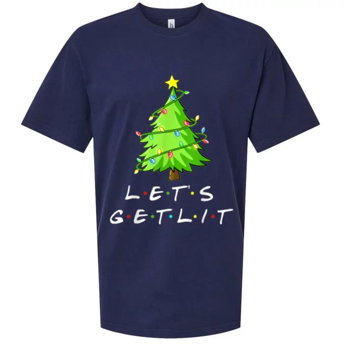 Funny Pajama Let's Get Lit Christmas Tree Light Gift Funny Gift Sueded Cloud Jersey T-Shirt