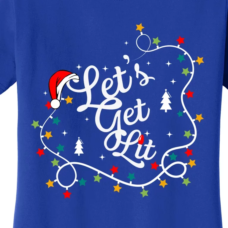 Funny Pajamas Let's Get Lit Christmas Tree Costume Xmas Gift Women's T-Shirt