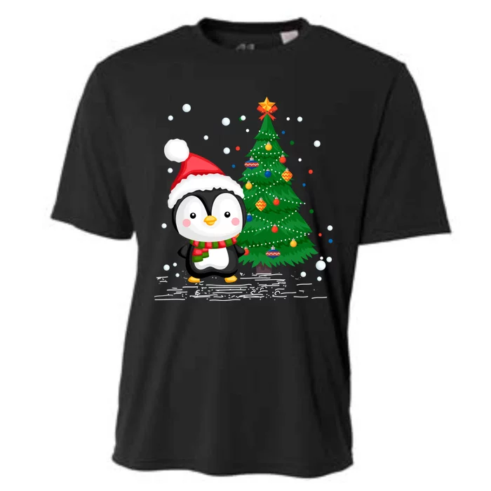 Funny Penguin Lover Gift Santa Hat Penguin Christmas Gift Cooling Performance Crew T-Shirt