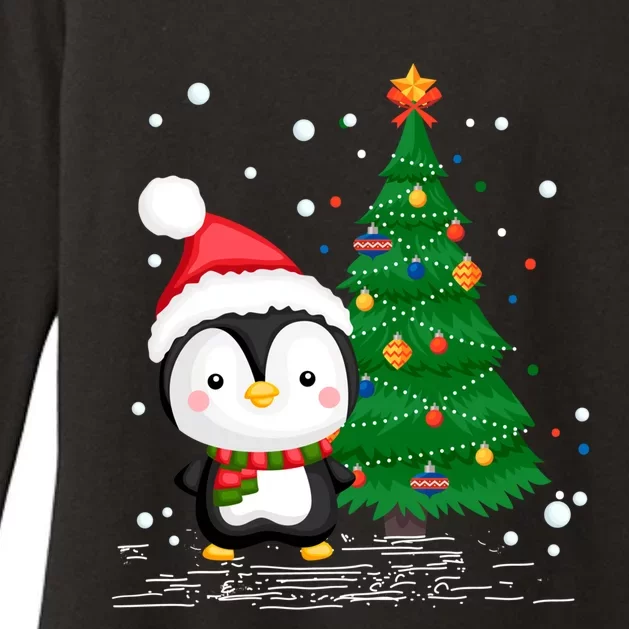 Funny Penguin Lover Gift Santa Hat Penguin Christmas Gift Womens CVC Long Sleeve Shirt