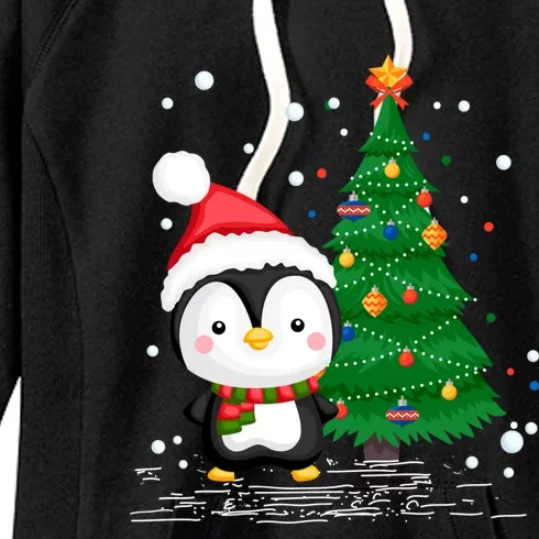 Funny Penguin Lover Gift Santa Hat Penguin Christmas Gift Women's Fleece Hoodie