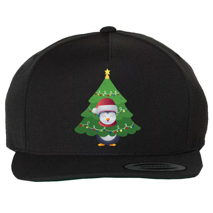 Funny Penguin Lover Gift Santa Hat Penguin Christmas Tree Gift Wool Snapback Cap