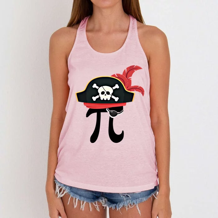 Funny Pirate Math Teacher Geek Pirate Lover Happy Pi Day Gift Women's Knotted Racerback Tank