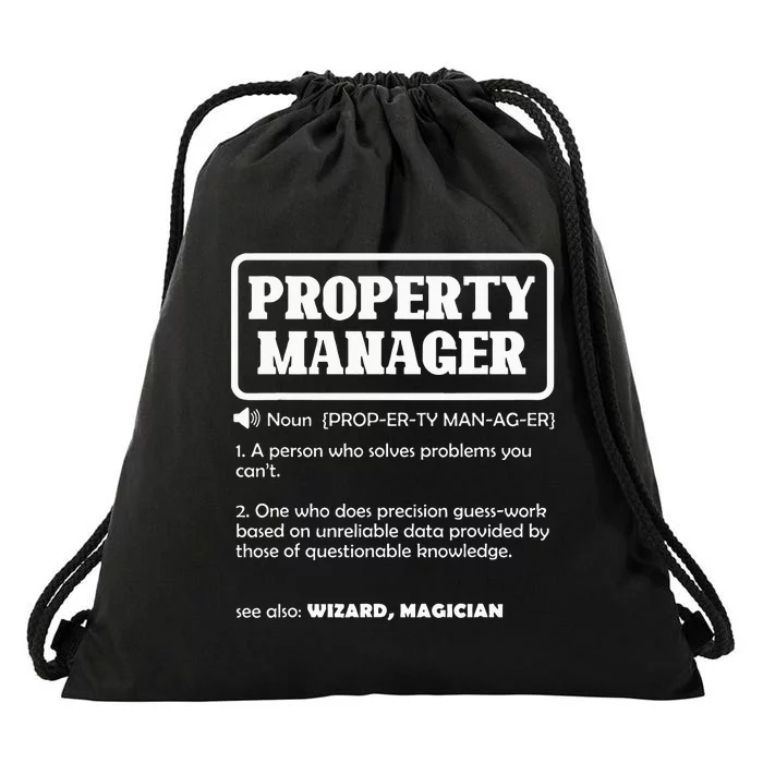 Funny Property Manager Definition Real Estate Management Drawstring Bag