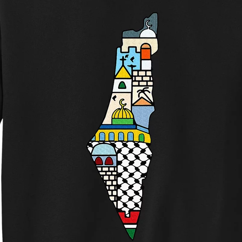 Free Palestine Map Colorful Simple Peace Sweatshirt