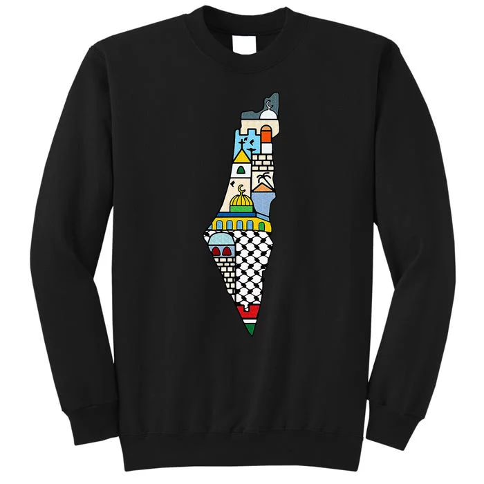 Free Palestine Map Colorful Simple Peace Sweatshirt