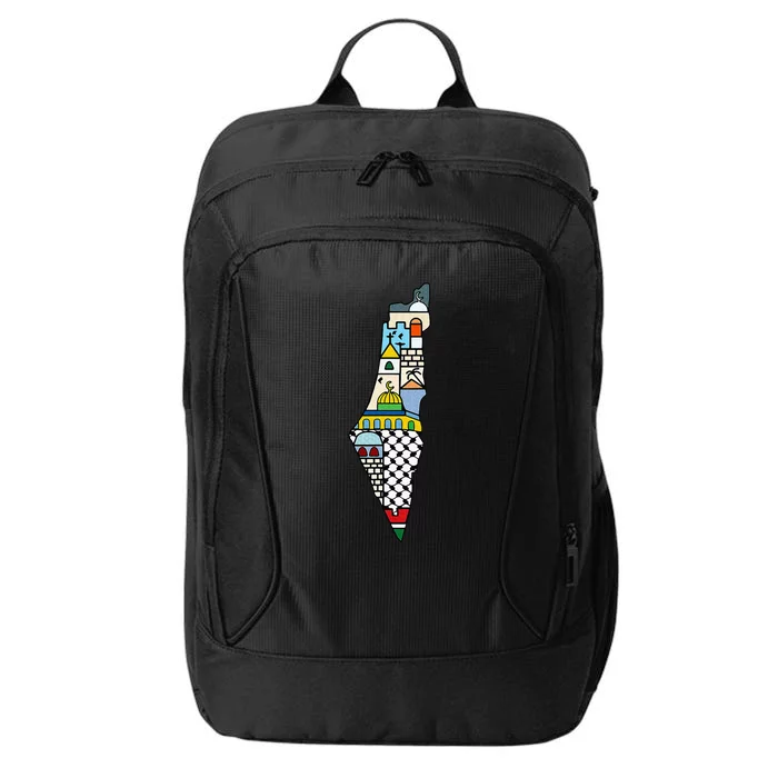 Free Palestine Map Colorful Simple Peace City Backpack