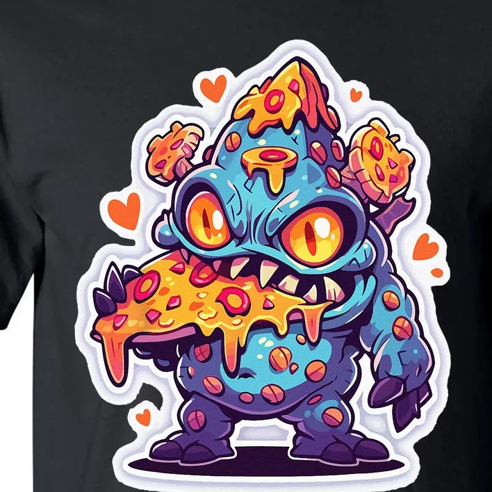 Funny Pizza Monster Cute Cartoon Comic Halloween Retro Anime Tall T-Shirt