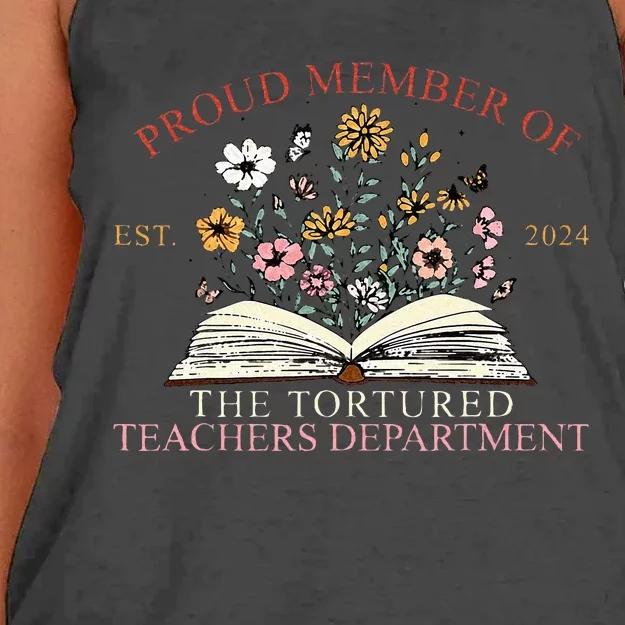 Funny Proud Member Of The Tortured Teachers Department Women's Knotted Racerback Tank