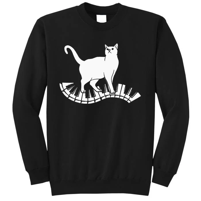 Funny Piano Music Cat Design Cat Piano Lovers Tall Sweatshirt