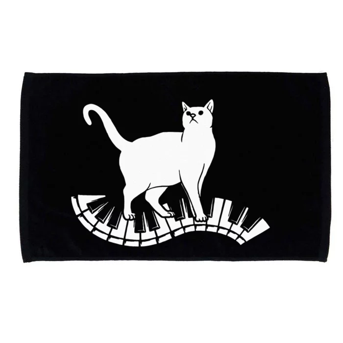 Funny Piano Music Cat Design Cat Piano Lovers Microfiber Hand Towel