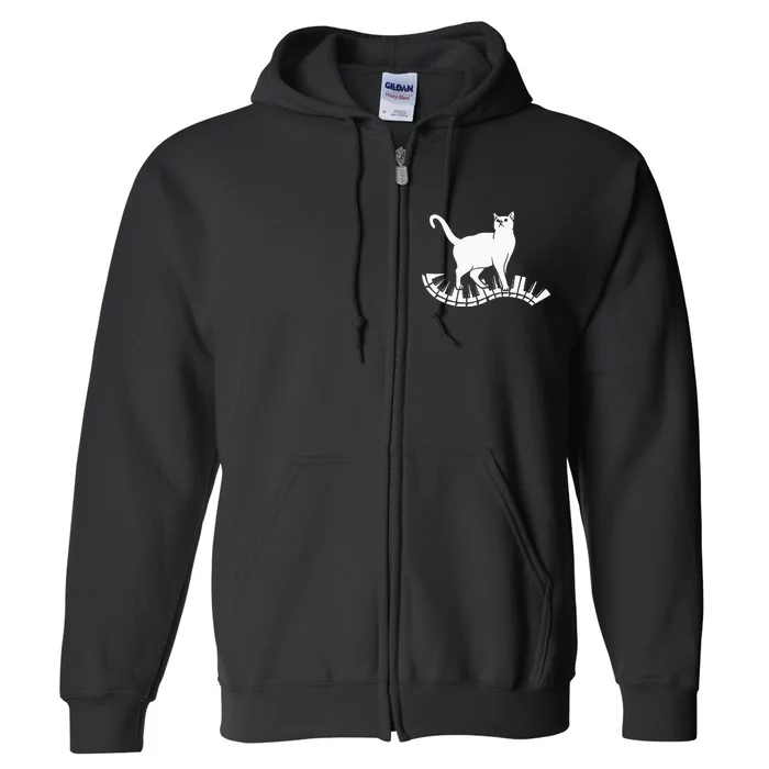 Funny Piano Music Cat Design Cat Piano Lovers Full Zip Hoodie