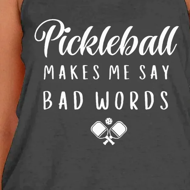 Funny Pickleball Makes Me Say Bad Words Pickleball Players Women's Knotted Racerback Tank