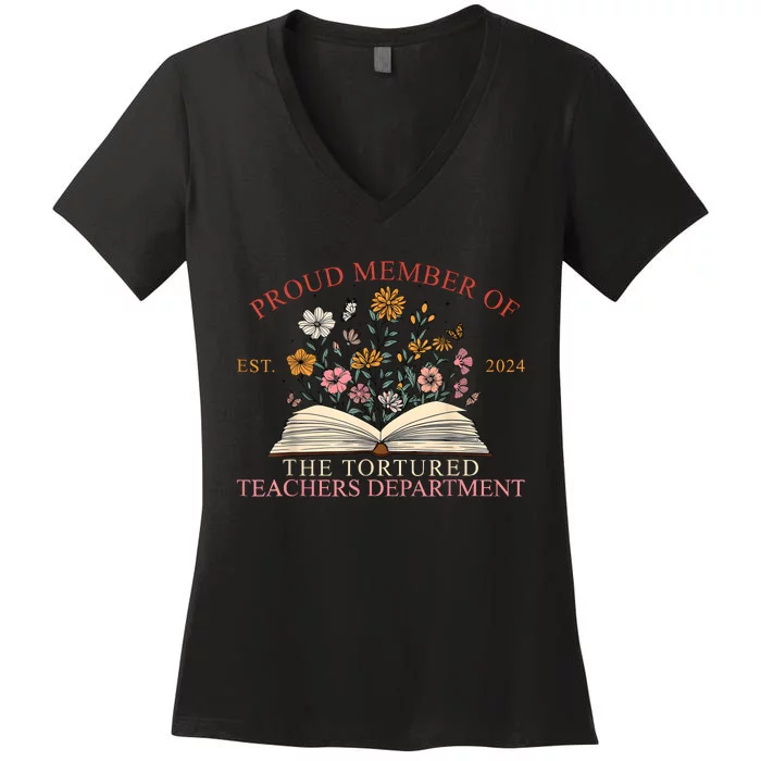 Funny Proud Member Of The Tortured Teachers Department Women's V-Neck T-Shirt